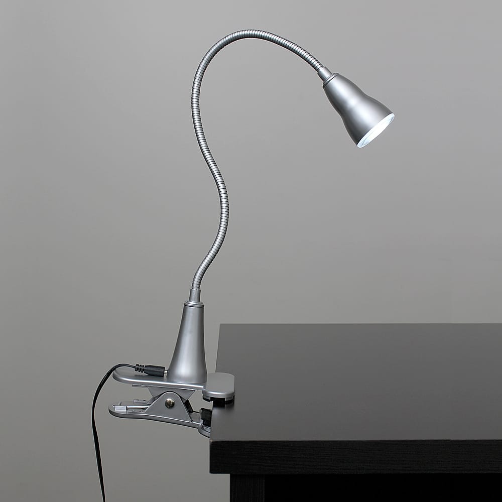 Alt View Zoom 12. Simple Designs - 1W LED Gooseneck Clip Light Desk Lamp - Silver.