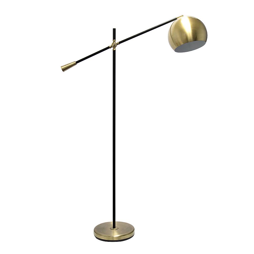 Angle View: Lalia Home Black Matte Swivel Floor Lamp with Inner White Dome Shade