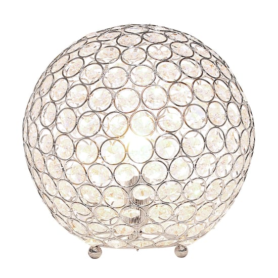 White Elegant Designs LT1067-WHT Elipse 10 Inch Crystal Ball Sequin Table Lamp