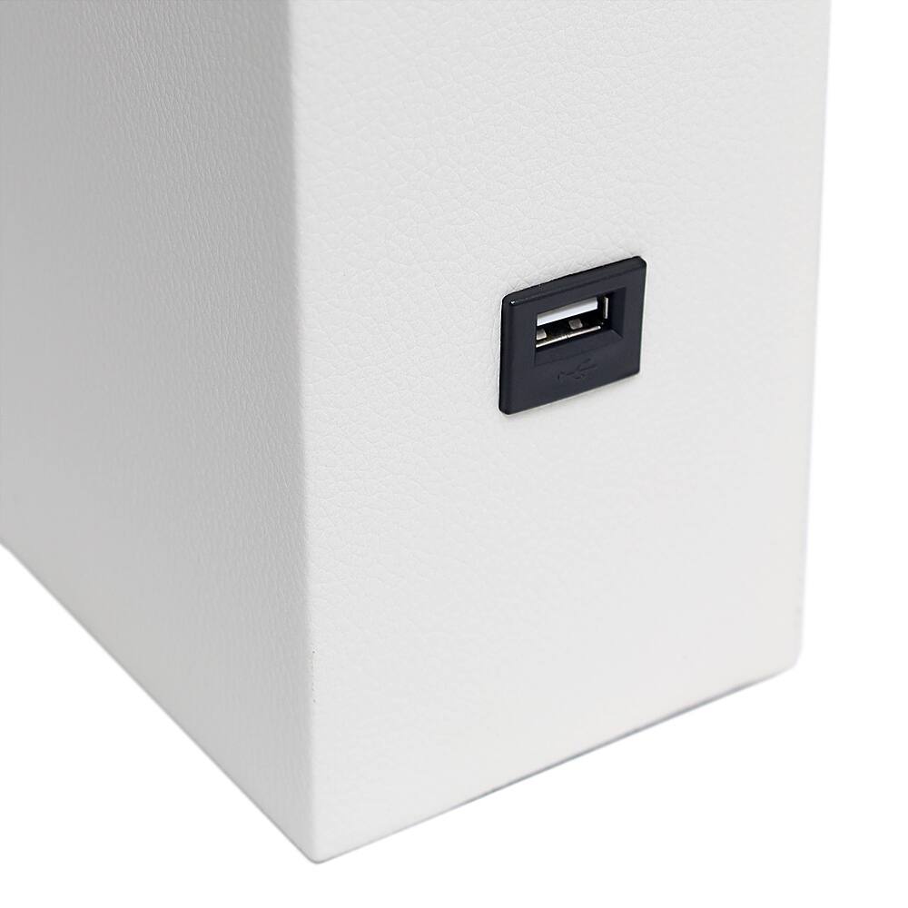 Alt View 11. Elegant Designs - Modern Leather Table Lamp with USB and Fabric Shade - White.