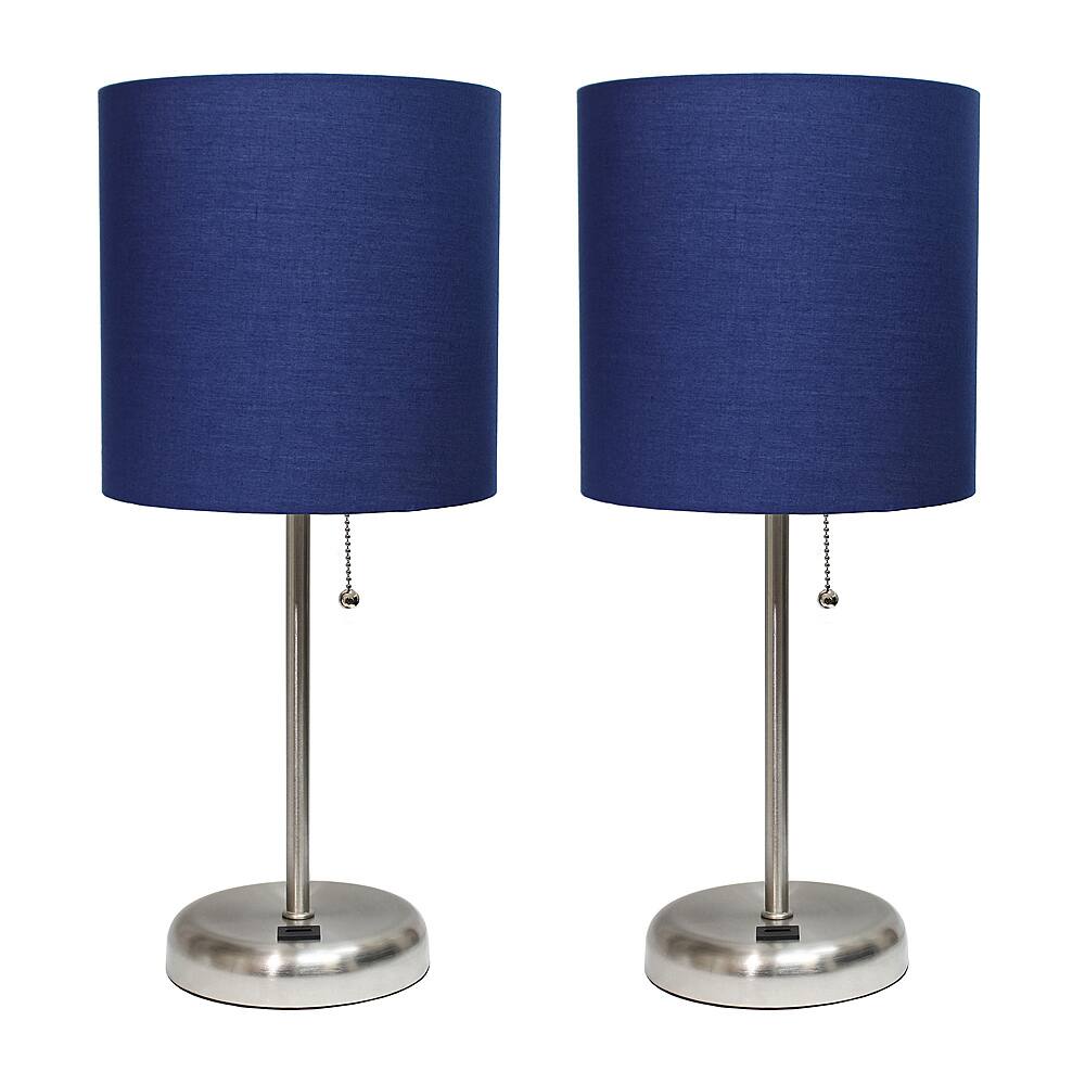 Angle View: Limelights - Stick Lamp with USB charging port and Fabric Shade 2 Pack Set