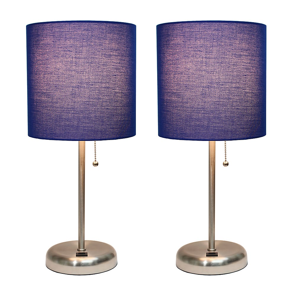Front. Limelights - Stick Lamp with USB charging port and Fabric Shade 2 Pack Set.