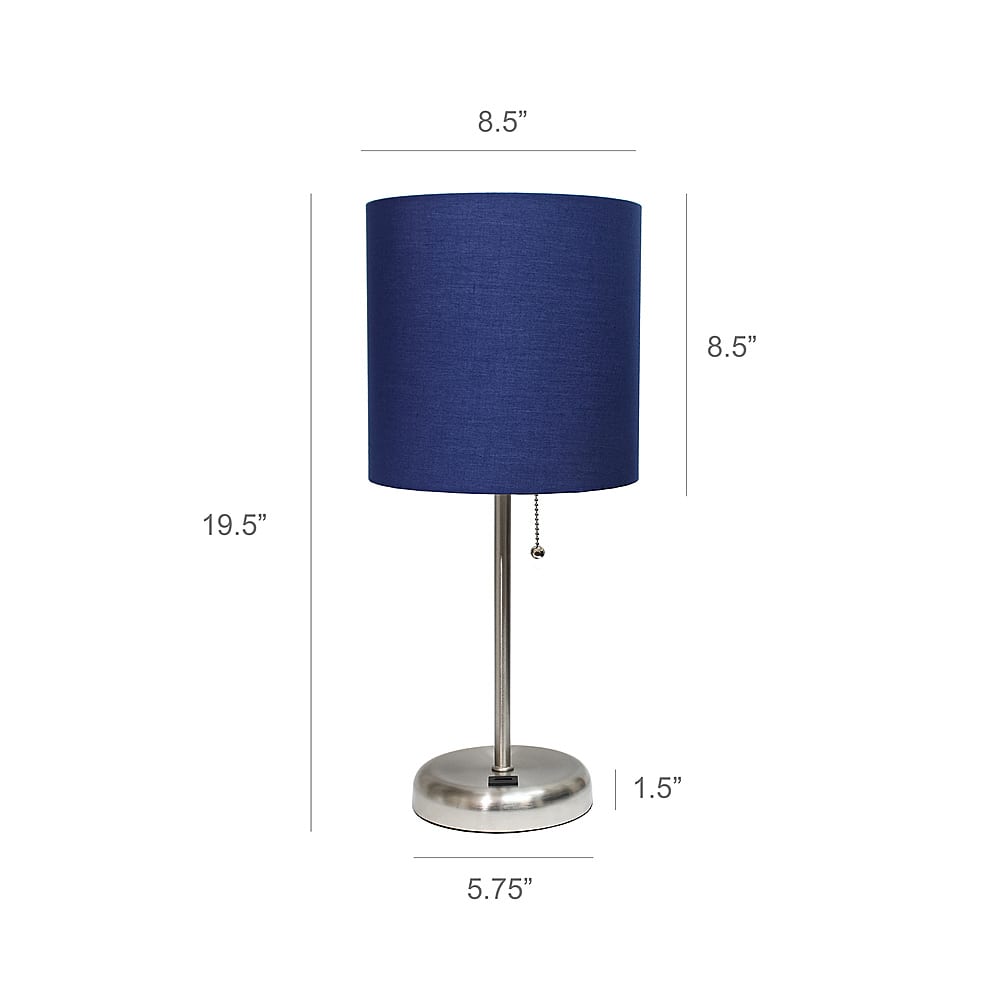 Left View: Limelights - Stick Lamp with USB charging port and Fabric Shade 2 Pack Set