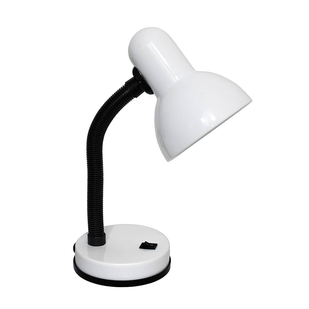 Angle. Simple Designs - Basic Metal Desk Lamp with Flexible Hose Neck - White.