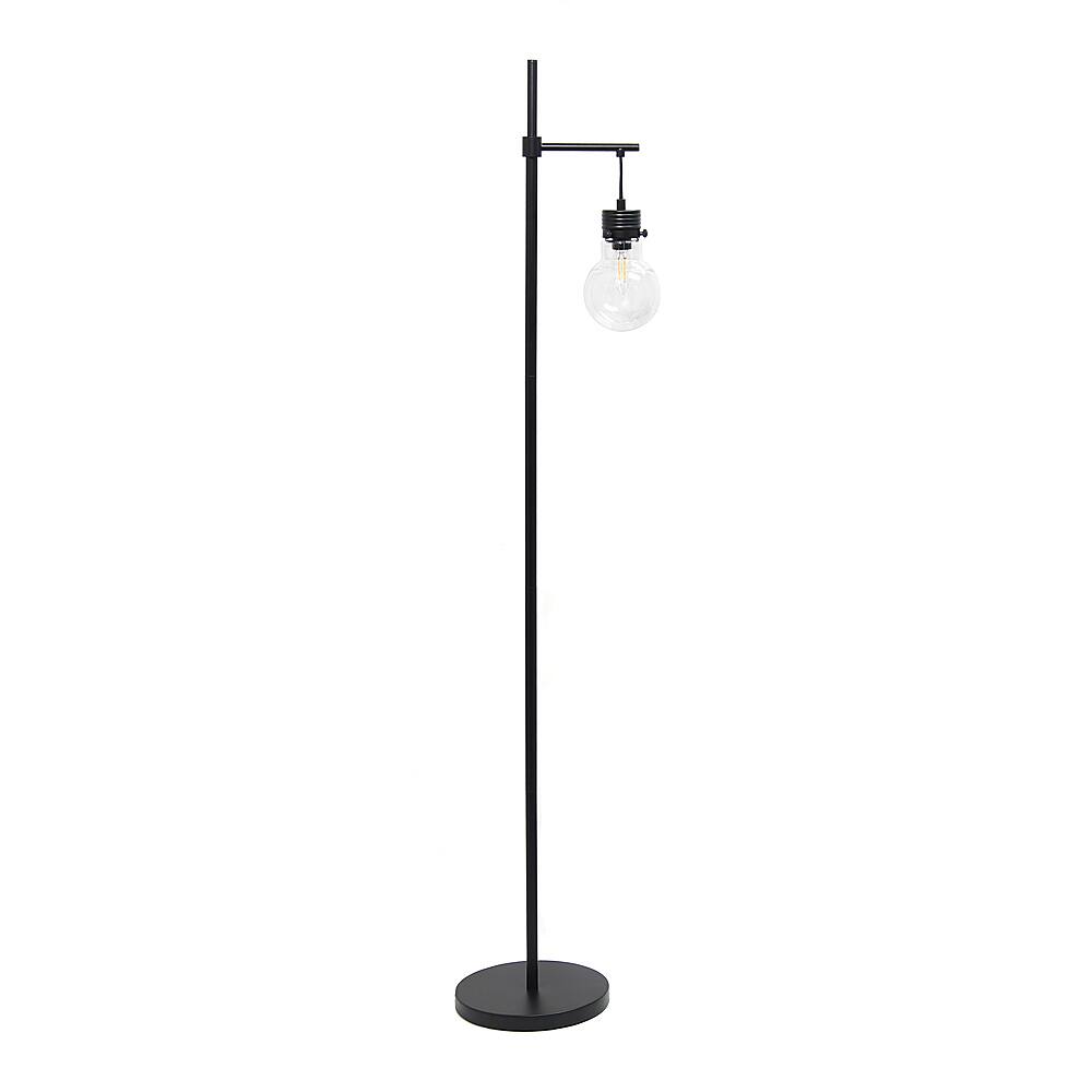 Angle View: Lalia Home Black Matte 1 Light Beacon Floor Lamp with Clear glass shade