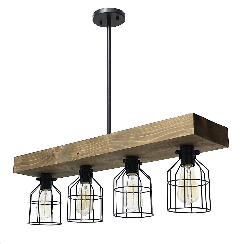 Angle View: Lalia Home 4 Light Farmhouse Beam Pendant, Restored Wood