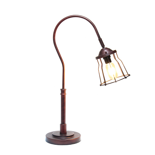Lalia Home Rustic Caged Shade Table Lamp, Red Bronze