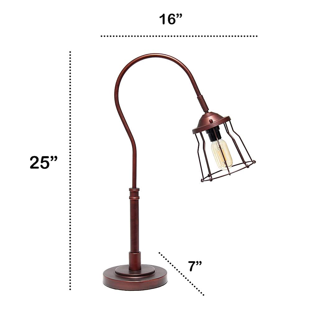 Left View: Lalia Home Rustic Caged Shade Table Lamp, Red Bronze