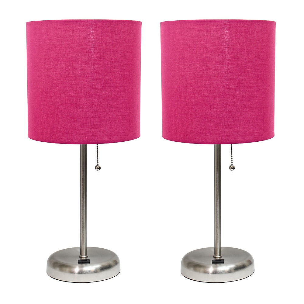 Angle View: Limelights - Stick Lamp with USB charging port and Fabric Shade 2 Pack Set