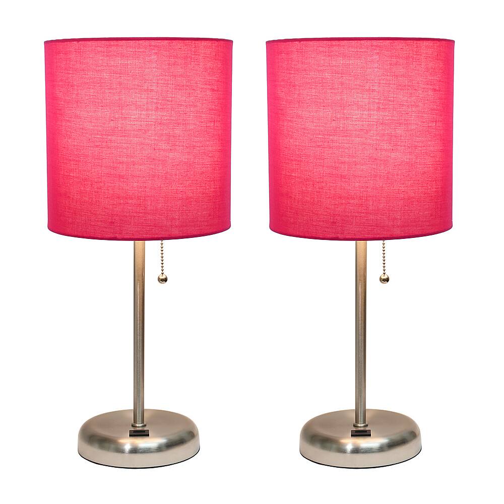 Front. Limelights - Stick Lamp with USB charging port and Fabric Shade 2 Pack Set.