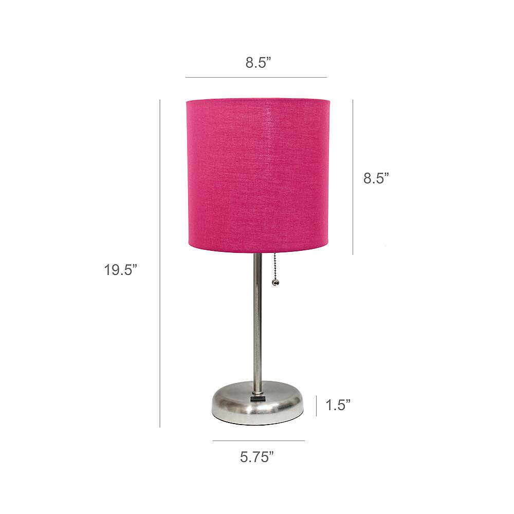 Left View: Limelights - Stick Lamp with USB charging port and Fabric Shade 2 Pack Set