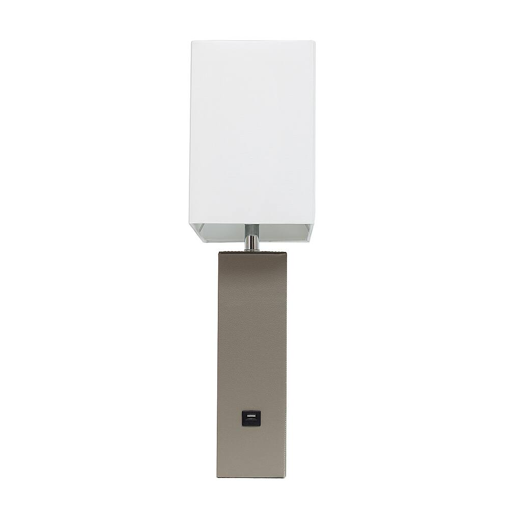 Alt View 12. Elegant Designs - Modern Leather Table Lamp with USB and White Fabric Shade - Grey.