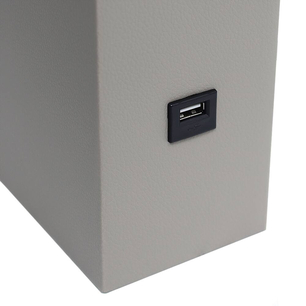 Alt View 14. Elegant Designs - Modern Leather Table Lamp with USB and White Fabric Shade - Grey.