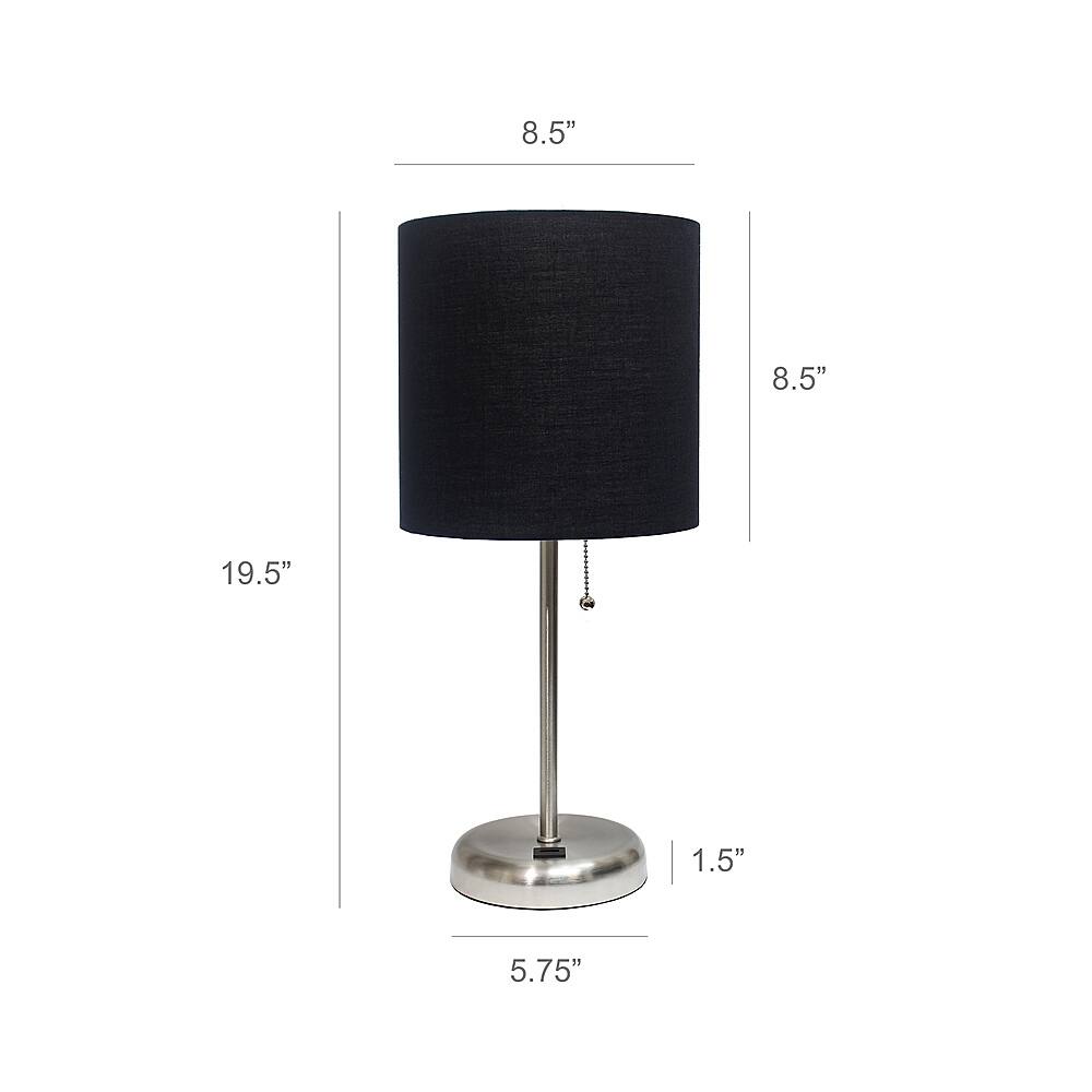 Left View: Limelights - Stick Lamp with USB charging port and Fabric Shade 2 Pack Set - Black