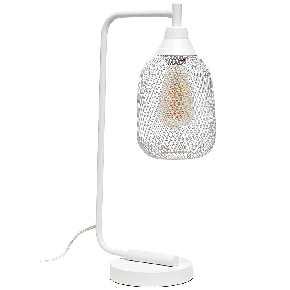 Angle. Lalia Home - Industrial Mesh Desk Lamp - White.