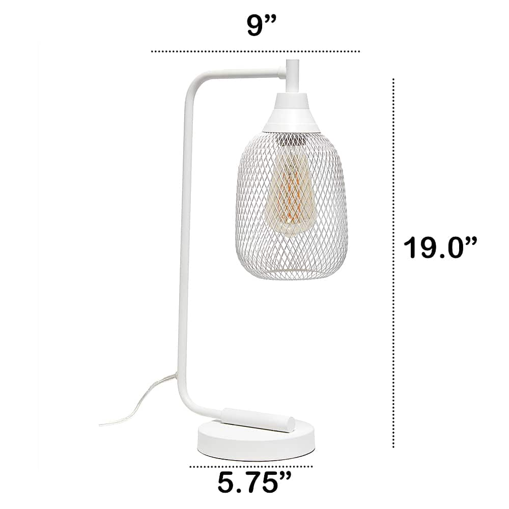 Left View: Lalia Home - Industrial Mesh Desk Lamp - White