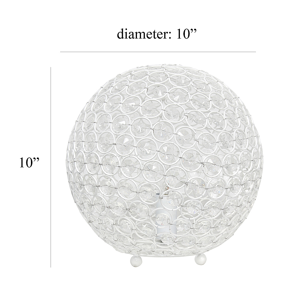 Left View: Elegant Designs Elipse 10 Inch Crystal Ball Sequin Table Lamp, White