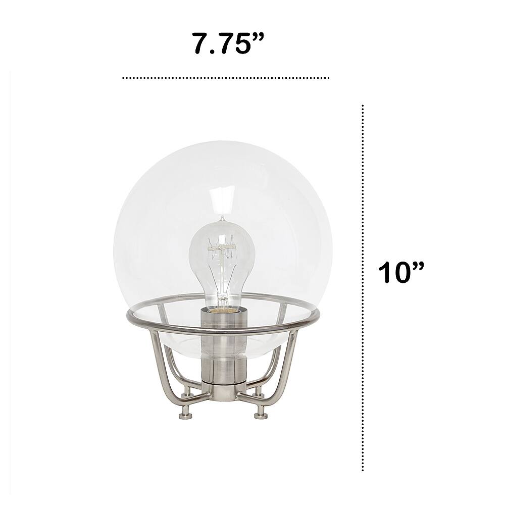 Left View: Lalia Home Old World Globe Glass Table Lamp, Brushed Nickel