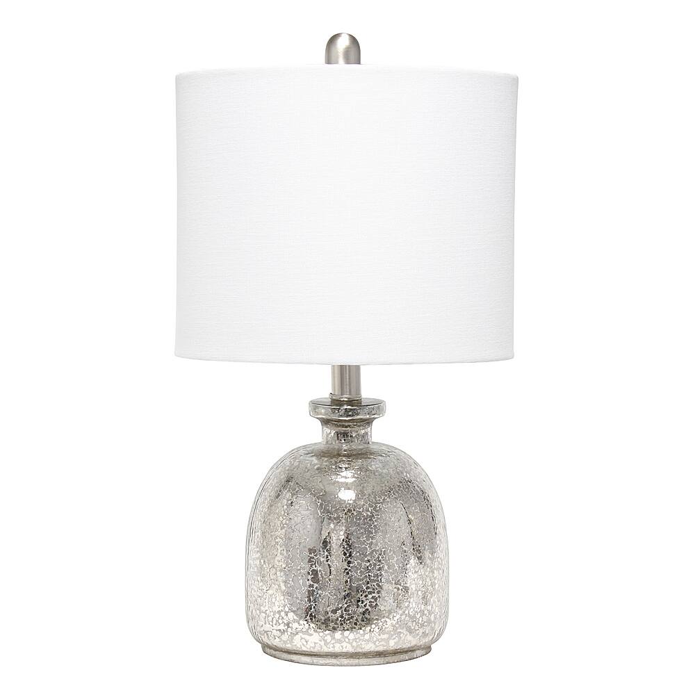 Angle View: Lalia Home Mercury Hammered Glass Jar Table Lamp with White Linen Shade