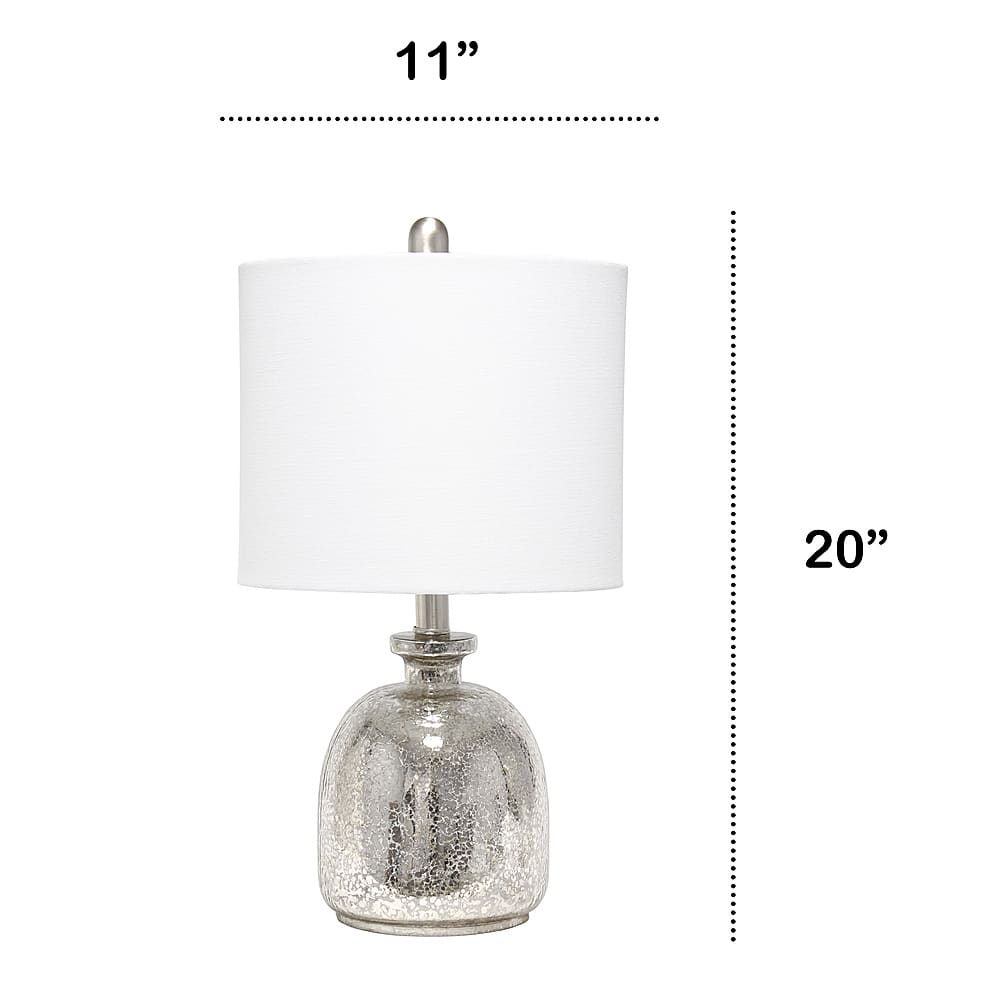 Left View: Lalia Home Mercury Hammered Glass Jar Table Lamp with White Linen Shade