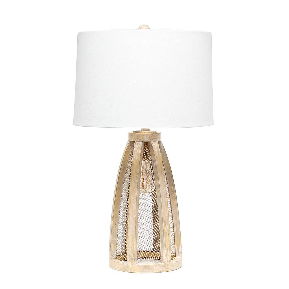 Angle View: Lalia Home Wooded Arch Farmhouse Table Lamp with White Fabric Shade, Natural