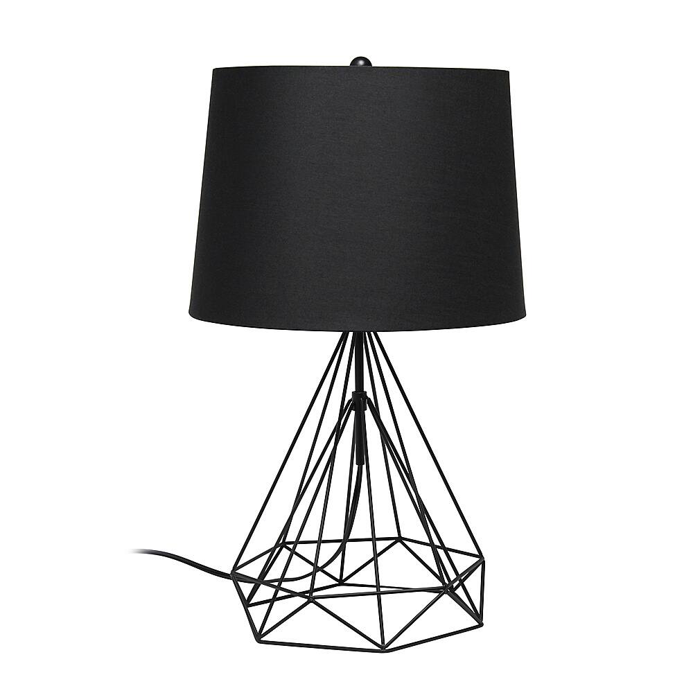 Angle View: Lalia Home Geometric Black Matte Wired Table Lamp with Fabric Shade