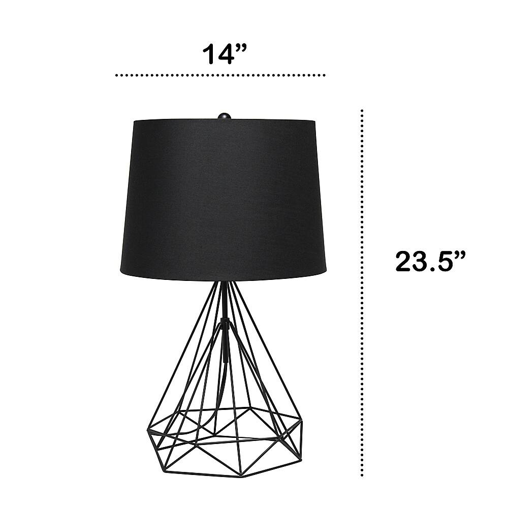 Left View: Lalia Home Geometric Black Matte Wired Table Lamp with Fabric Shade