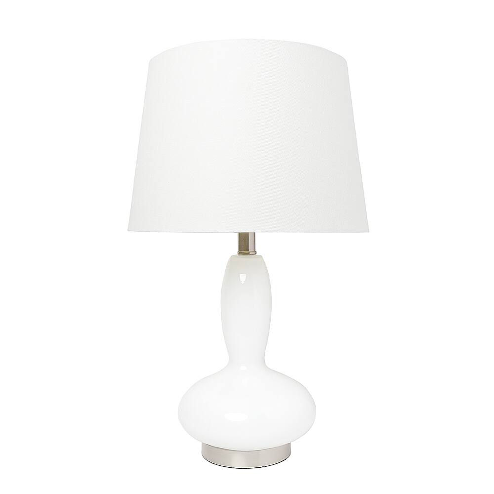 Angle View: Lalia Home - Glass Dollop Table Lamp with Fabric Shade - White