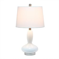 Lalia Home - Glass Dollop Table Lamp with Fabric Shade - White/White - Front_Zoom