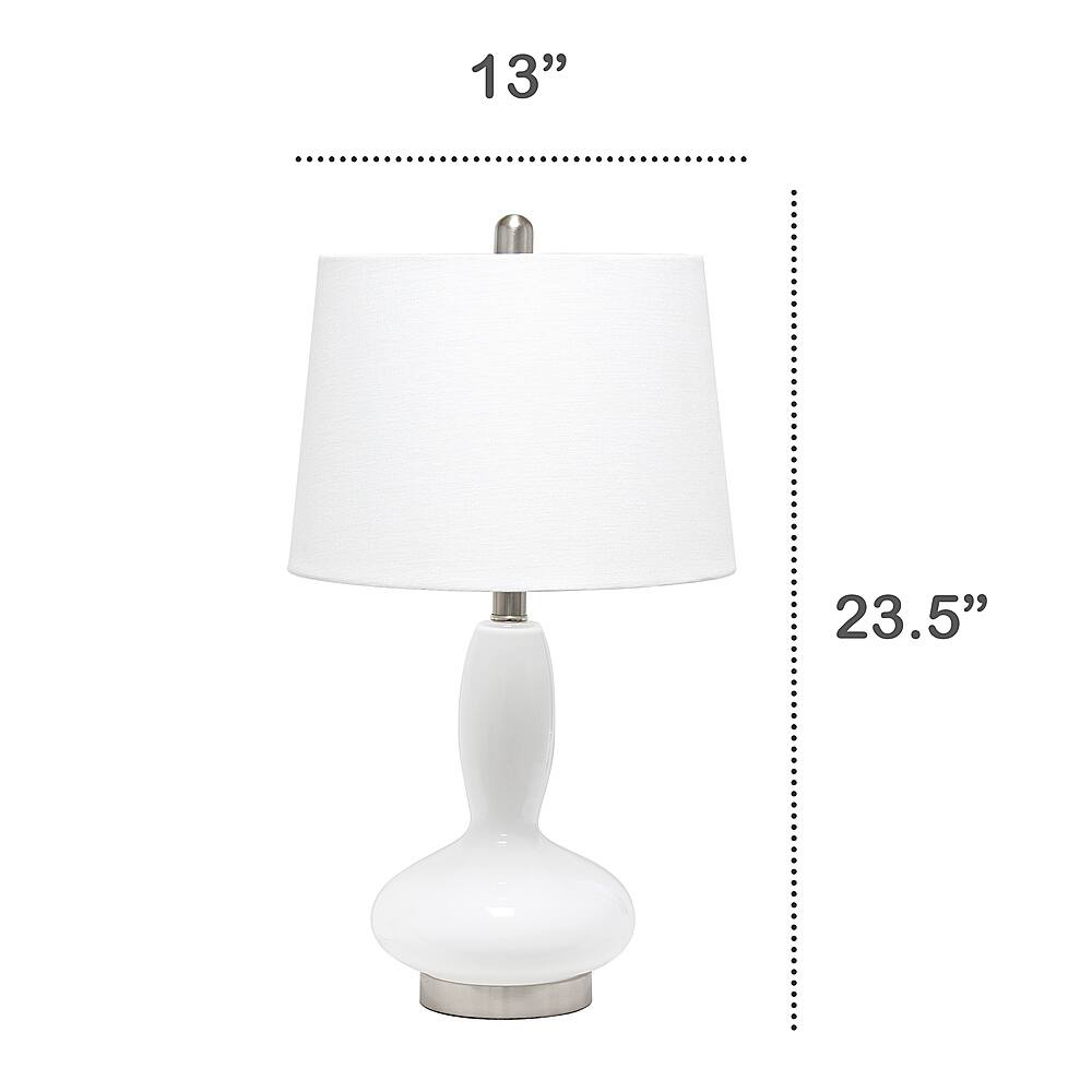 Left View: Lalia Home - Glass Dollop Table Lamp with Fabric Shade - White