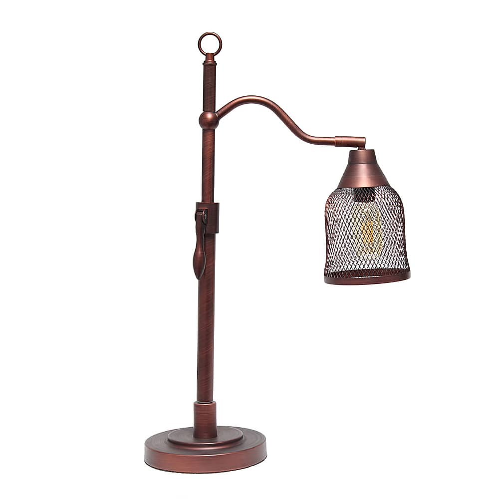 Angle View: Lalia Home Vintage Arched Table Lamp with Iron Mesh Shade, Red Bronze