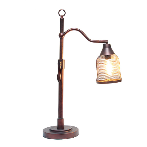 Lalia Home Vintage Arched Table Lamp with Iron Mesh Shade, Red Bronze