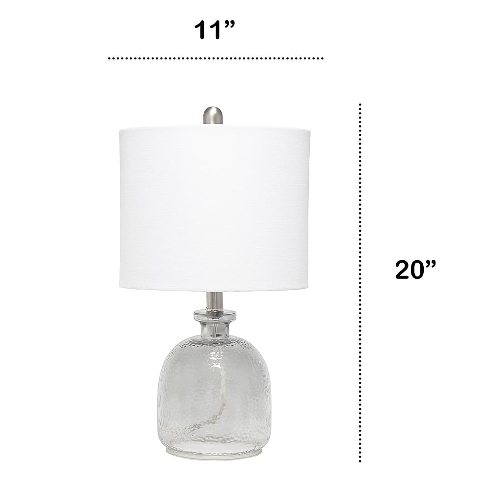 Left View: Lalia Home Smokey Gray Hammered Glass Jar Table Lamp with White Linen Shade