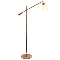 Lalia Home - Swing Arm Floor Lamp with Clear Glass Cylindrical Shade - Rose Gold - Front_Zoom