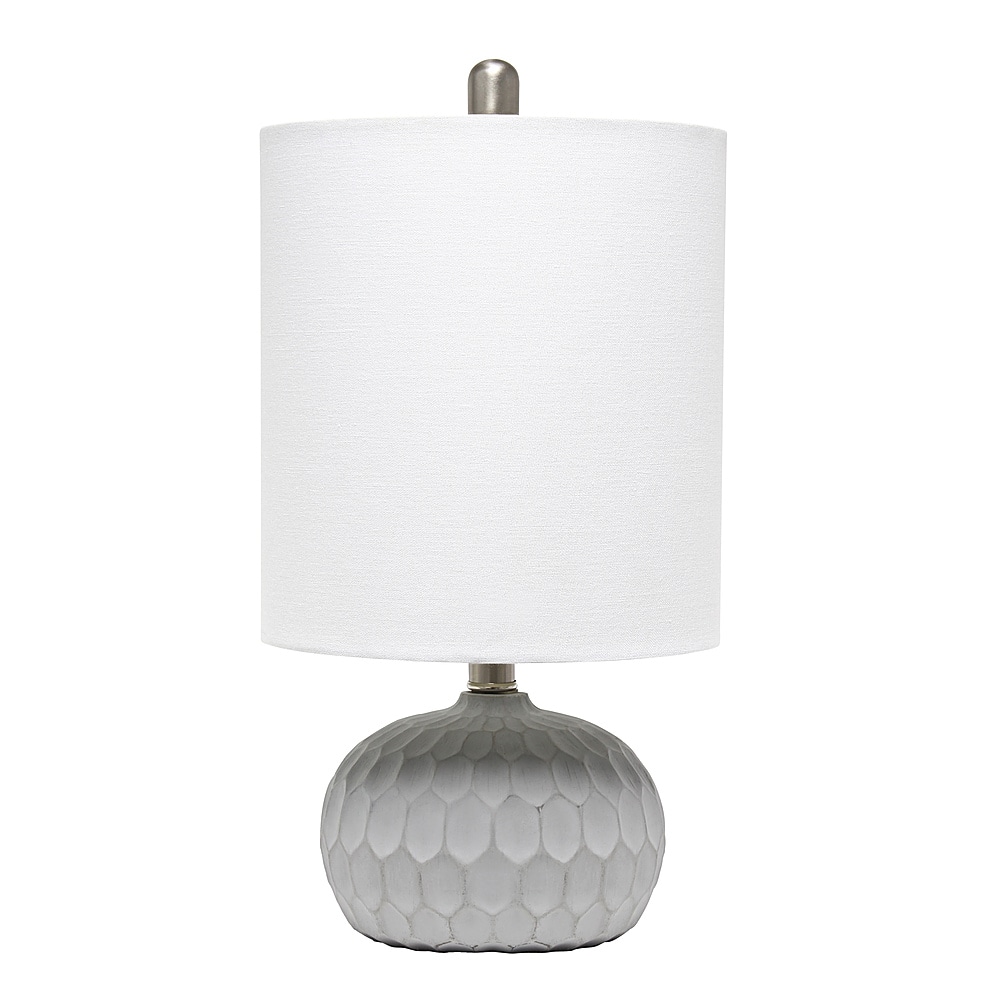 Angle View: Lalia Home Concrete Thumbprint Table Lamp with White Fabric Shade