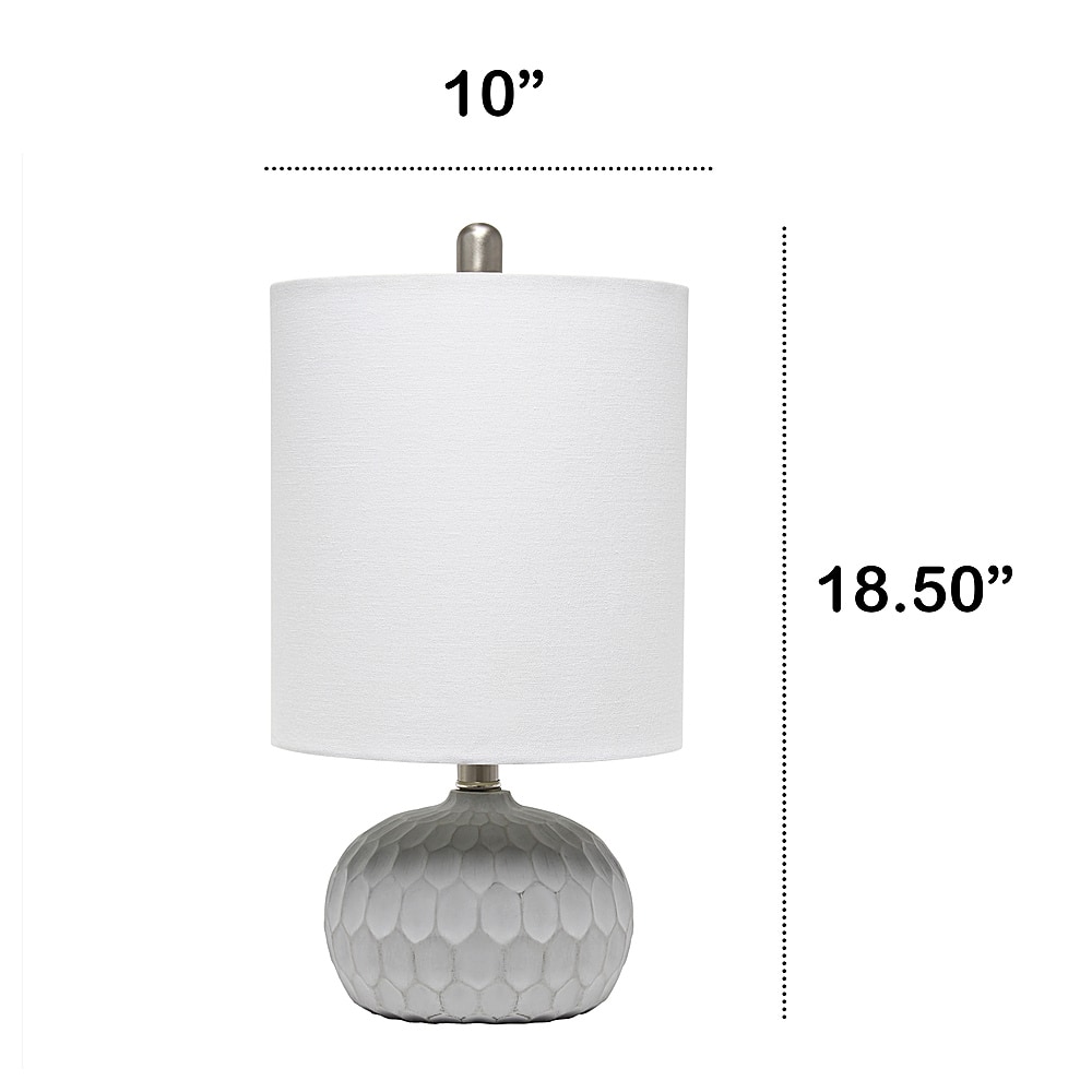 Left View: Lalia Home Concrete Thumbprint Table Lamp with White Fabric Shade