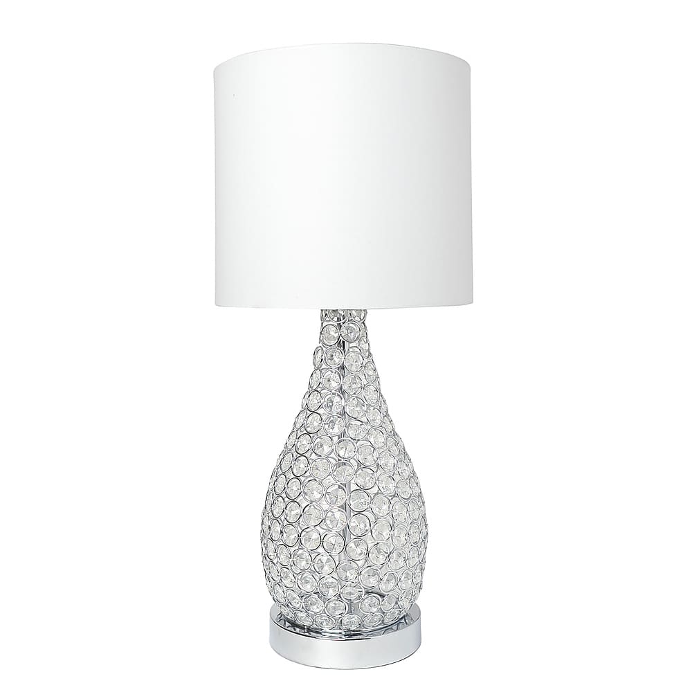 Angle. Elegant Designs - Elipse Crystal Pinned Decorative Gourd Accent Table Lamp - Chrome.