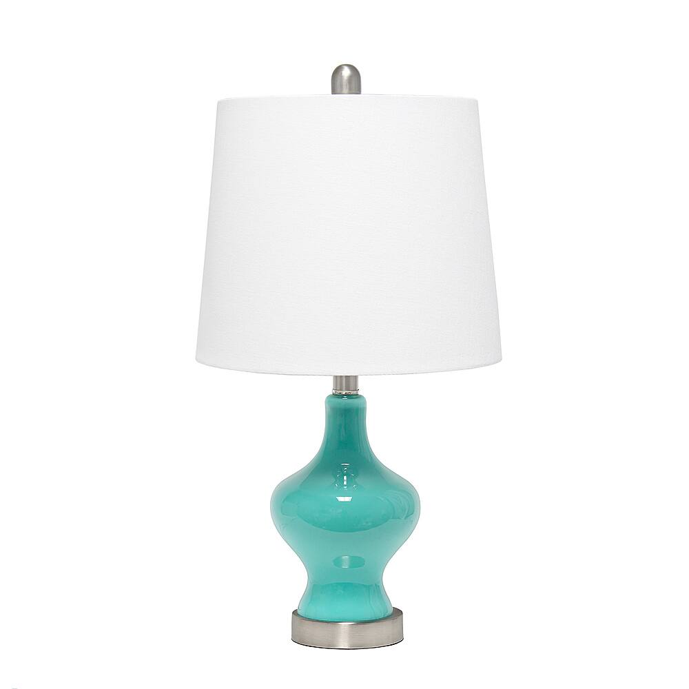 Angle View: Lalia Home Paseo Table Lamp with White Fabric Shade, Teal