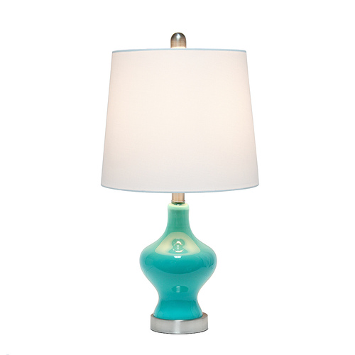 Lalia Home Paseo Table Lamp with White Fabric Shade, Teal