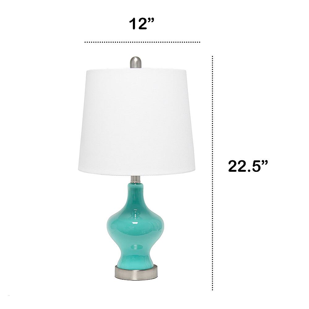 Left View: Lalia Home Paseo Table Lamp with White Fabric Shade, Teal