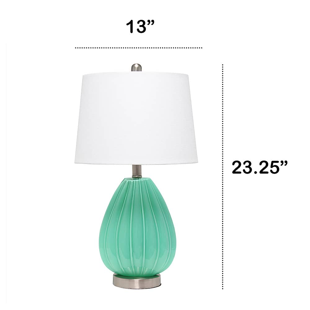 Left View: Lalia Home - Pleated Table Lamp with Fabric Shade - White