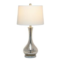 Lalia Home - Speckled Mercury Tear Drop Table Lamp with Fabric Shade - White - Front_Zoom
