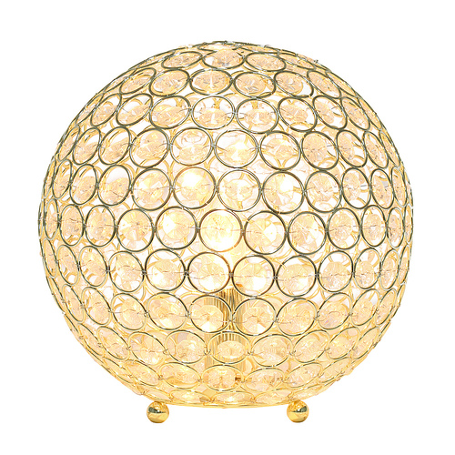 Elegant Designs Elipse 10 Inch Crystal Ball Sequin Table Lamp, Gold
