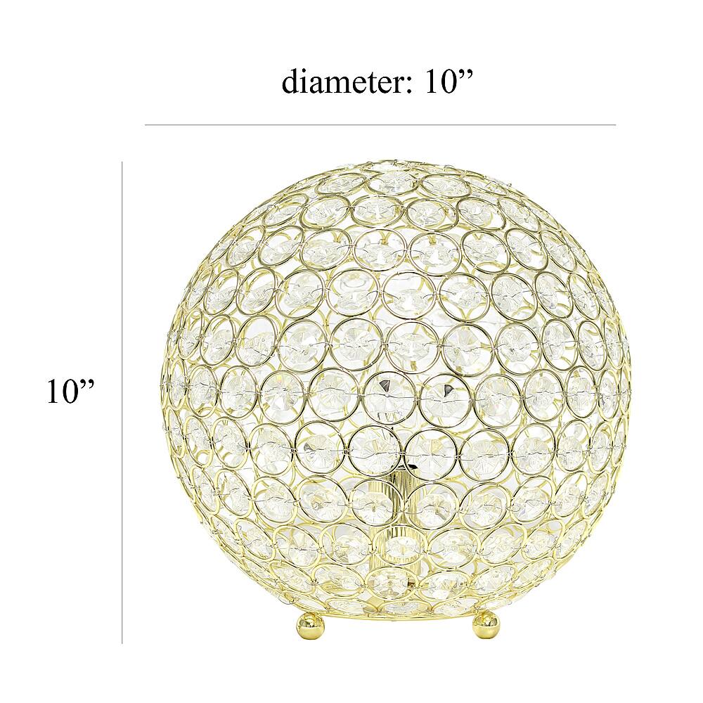 Left View: Elegant Designs Elipse 10 Inch Crystal Ball Sequin Table Lamp, Gold