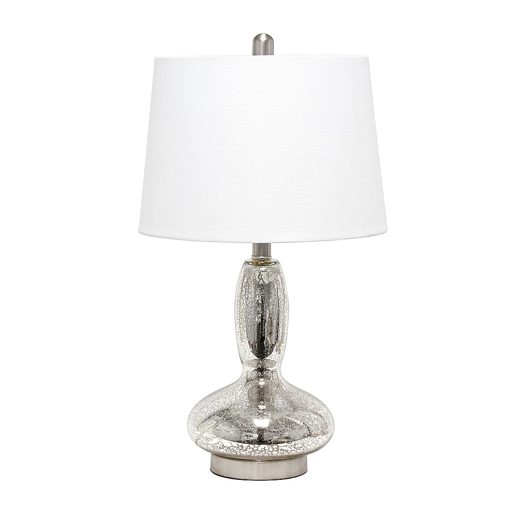 Angle View: Lalia Home Glass Dollop Table Lamp with White Fabric Shade, Mercury