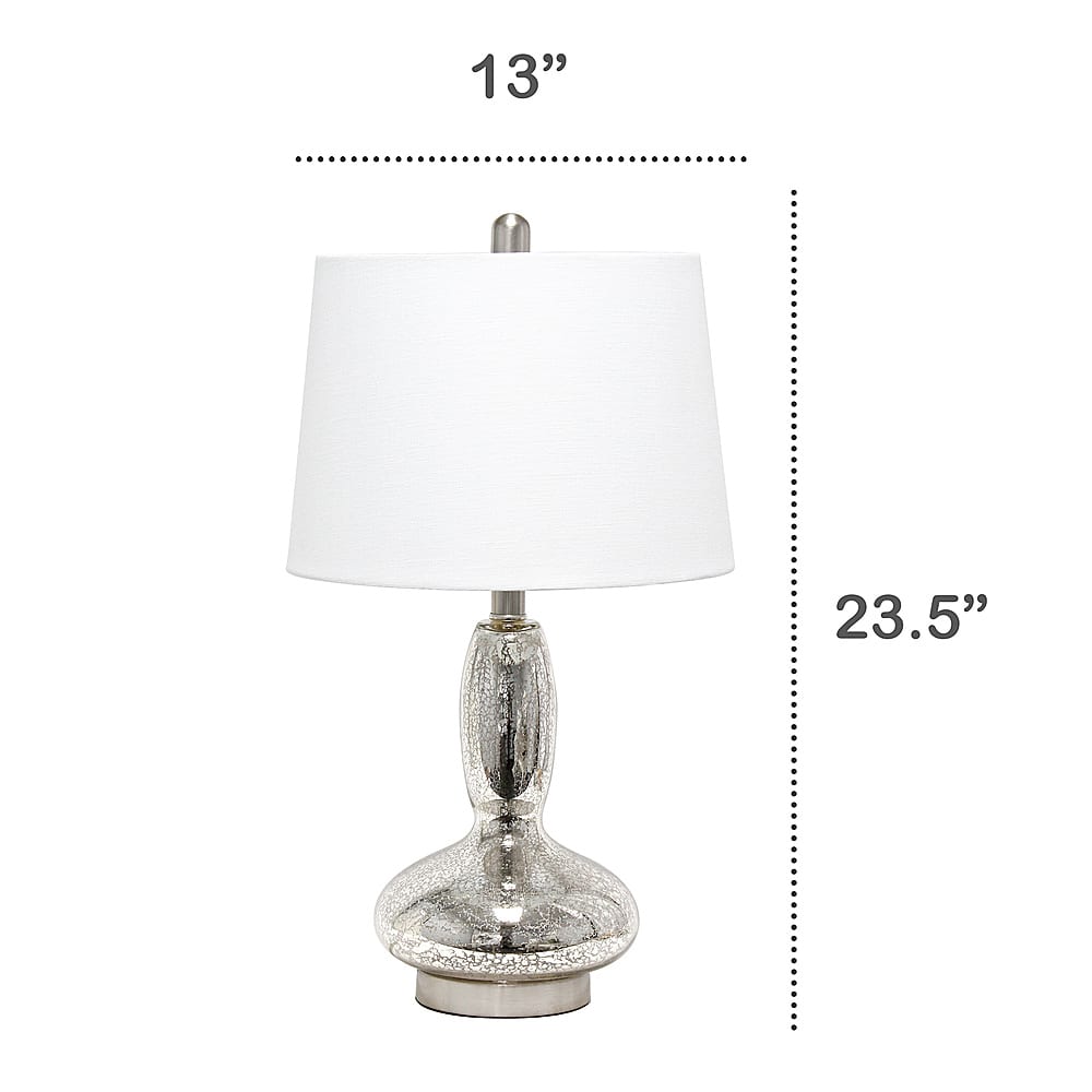 Left View: Lalia Home Glass Dollop Table Lamp with White Fabric Shade, Mercury