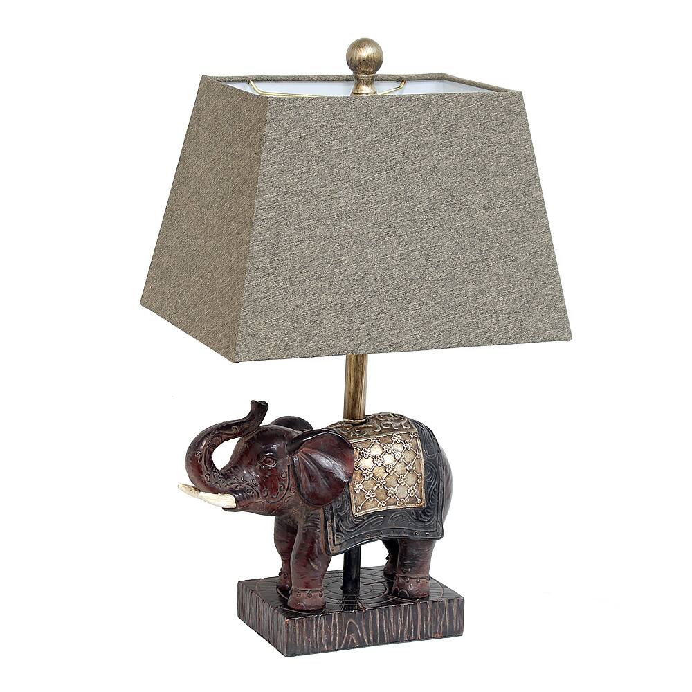 Angle View: Lalia Home Elephant Table Lamp with Fabric Shade