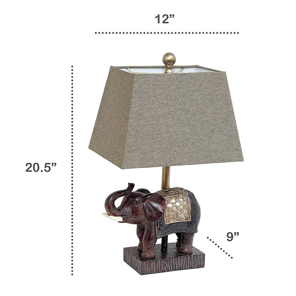 Left View: Lalia Home Elephant Table Lamp with Fabric Shade