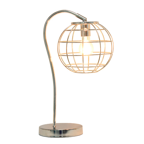 Lalia Home Arched Metal Cage Table Lamp, Chrome