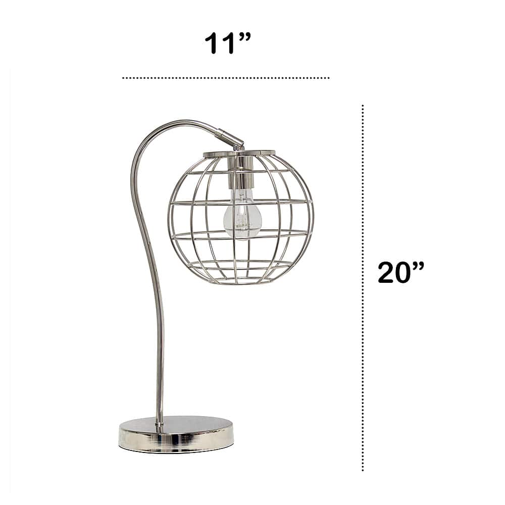 Left View: Lalia Home Arched Metal Cage Table Lamp, Chrome